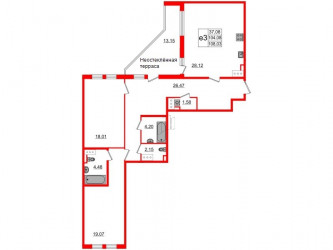 Двухкомнатная квартира 105.2 м²